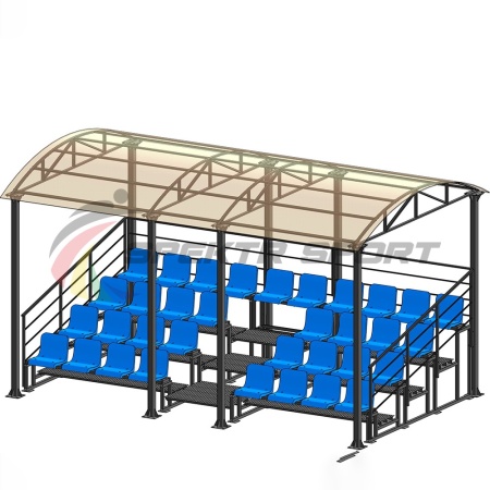 Купить Трибуна для зрителей 4 ряда на 34 места с навесом и перилами в Анапе 